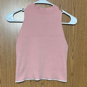 Elegant Sleeveless Pink Ribbed Tank Top
